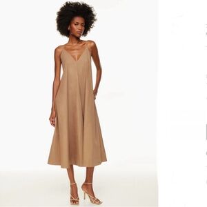 Aritzia Babaton Nouveau Poplin Low Back Maxi Dress in Black Size Large